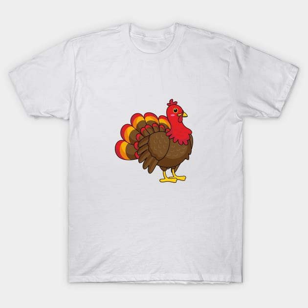 Cute Cartoon Turkey T-Shirt by BirdAtWork